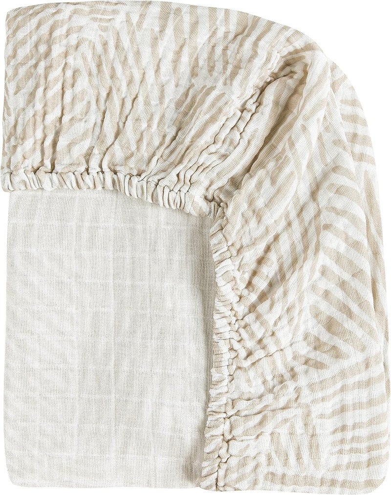 babyletto Muslin Baby Bassinet Sheets for Girls & Boys - GOTS Certified Breathable Organic Cotton Cover - 360° Fitted, Soft, Gentle & Cozy Rectangle Bedside Bassinet Sheets - Oat Stripe - Image 3